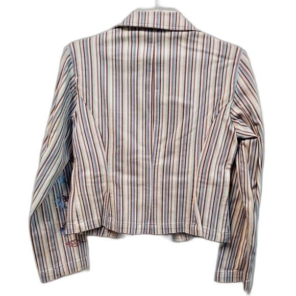 Jones Wear Jeans Blazer Jacket Striped Tailored Button-Up Size 4 Cotton/Spandex - Picture 4 of 4